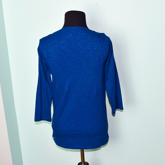 Super Cute Navy Flowy Sinched Waist Blouse - Picture 2 of 2